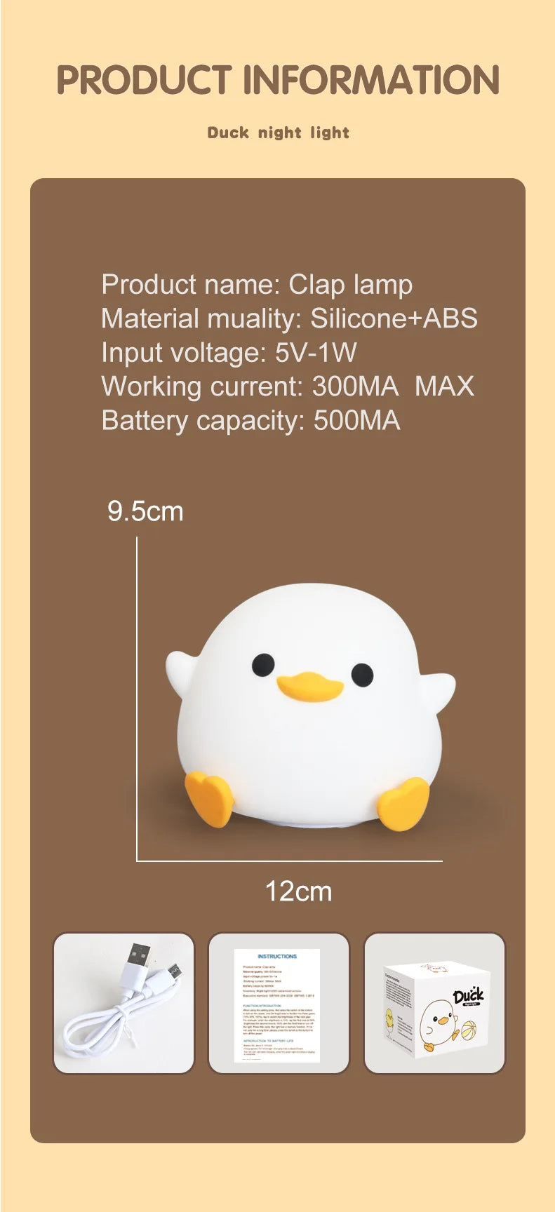 LED Cute Silicone Duck Night Light